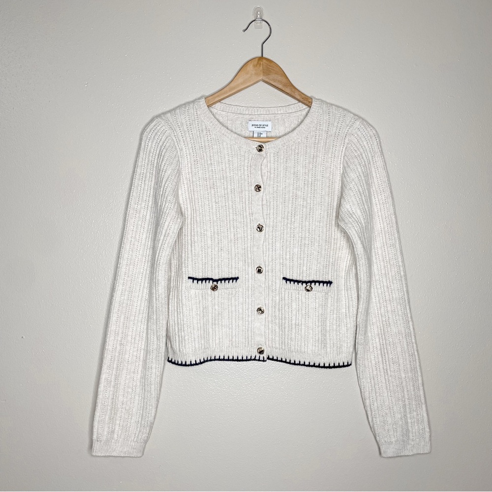 Song of Style | Cream Cardigan with Gold Button Detail, Old Money, Classic - Picture 2 of 13